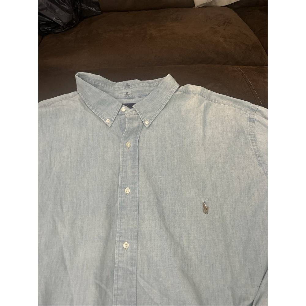 Polo Ralph Lauren Shirt Mens 4XLT Solid Chambray Long Sleeve Button Down